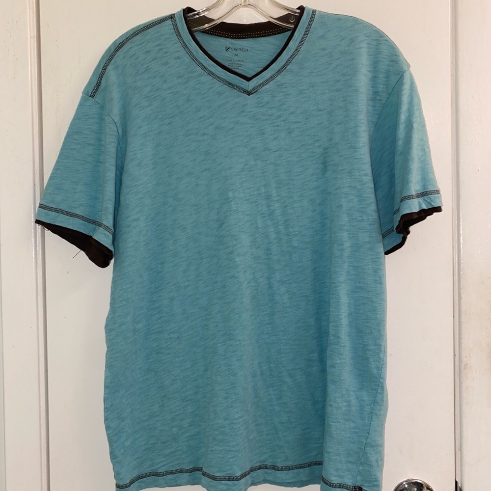 Cremieux Mens Blue and Black V-Neck Shirt